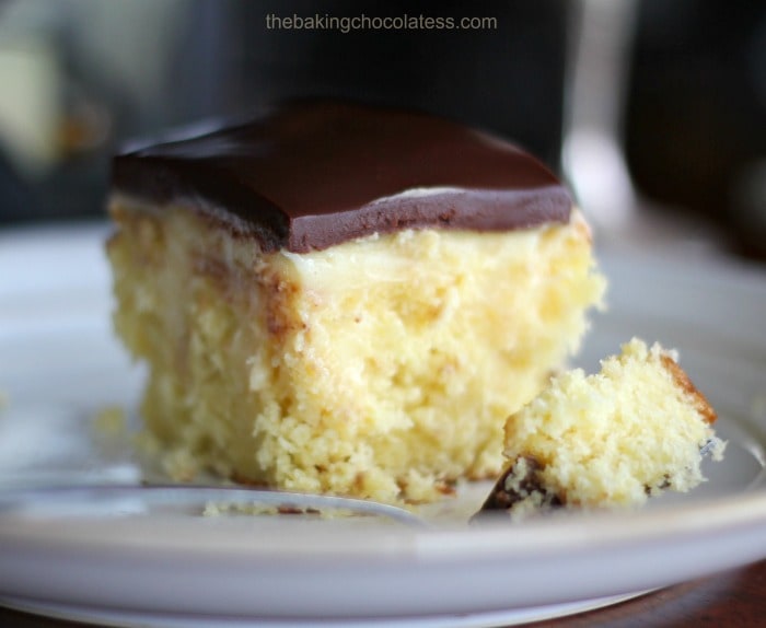 poke cake with pudding and chocolate ganache