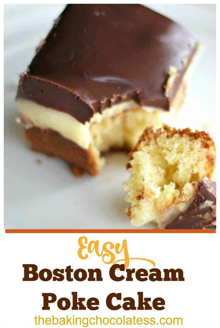 Easy Boston Cream Poke Cake - layered pudding dessert recipes