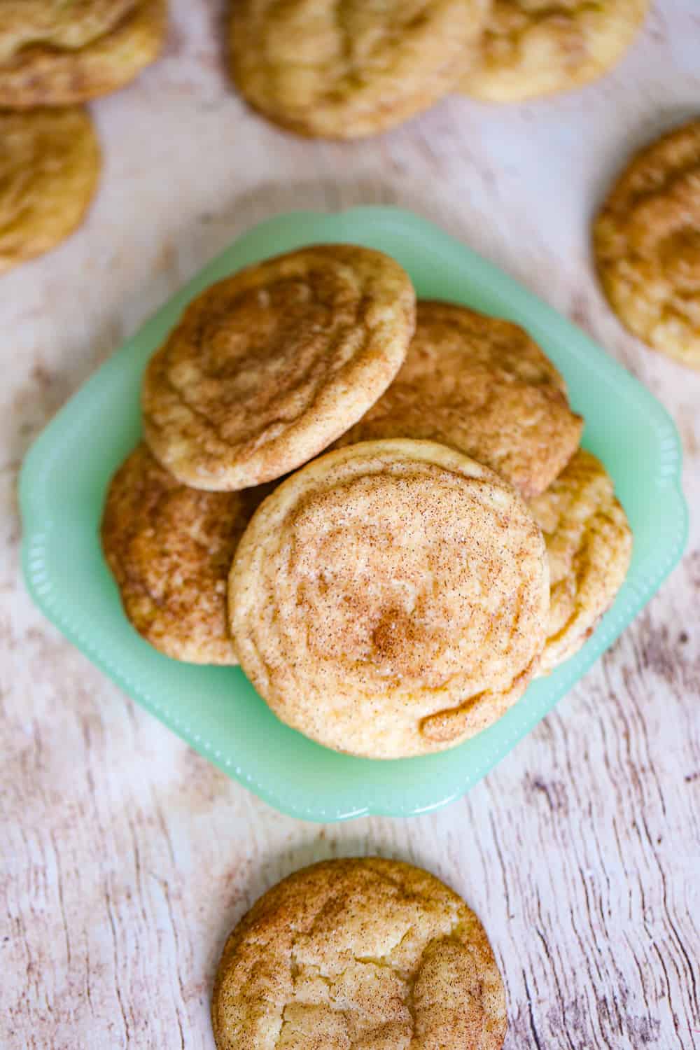 Soft Snickerdoodle Cookies on plate