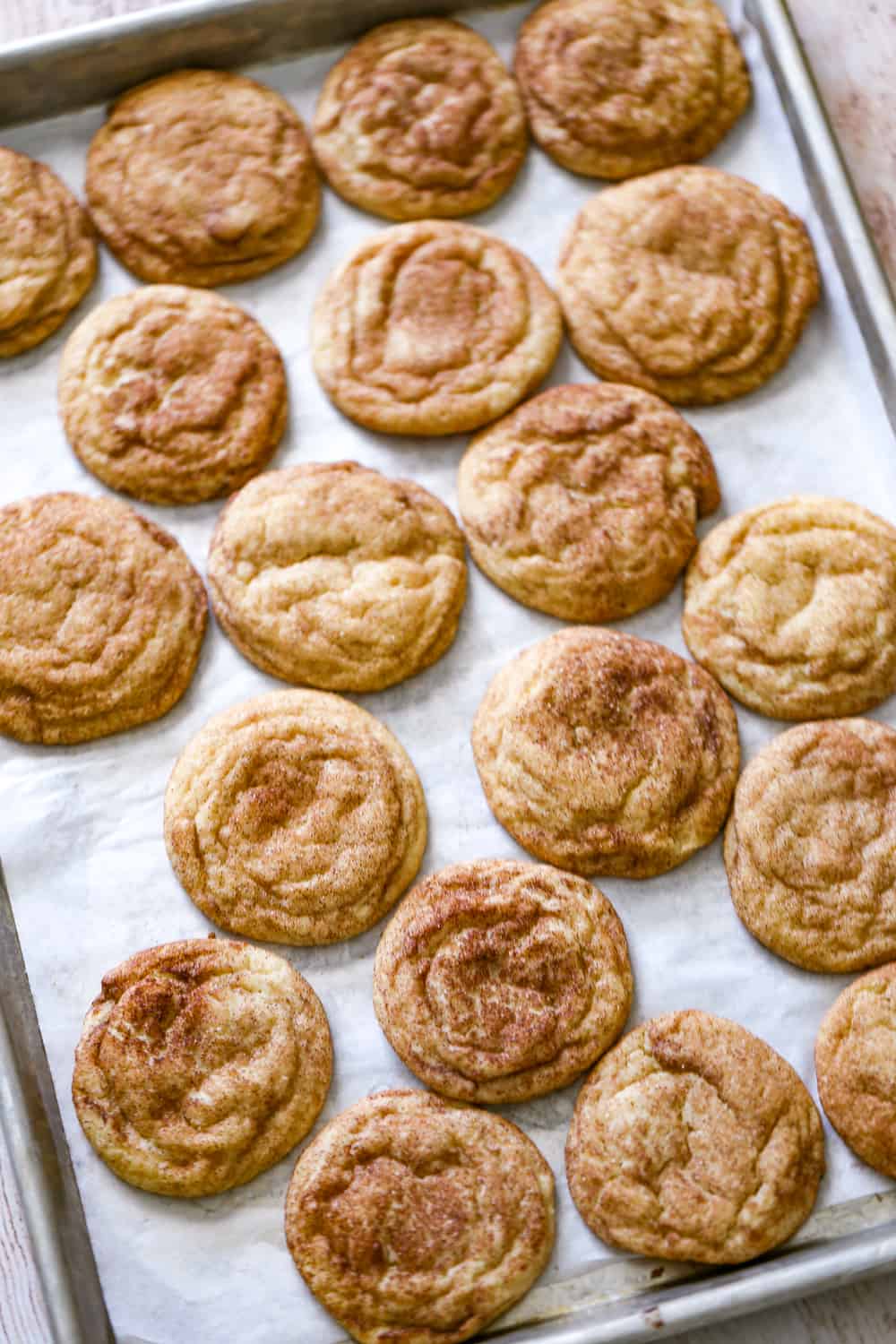 Snickerdoodle Cookies on a cookie tray