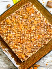 Butterfinger Rice Krispies on a plate