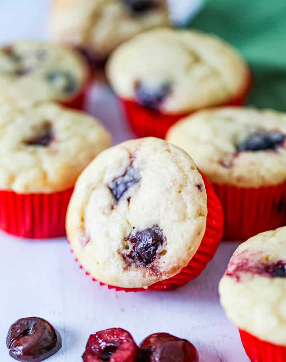 Cherry Vanilla Yogurt Muffins - The Baking ChocolaTess