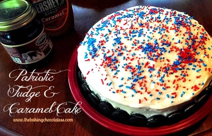 Patriotic Fudge & Caramel Party Cake
