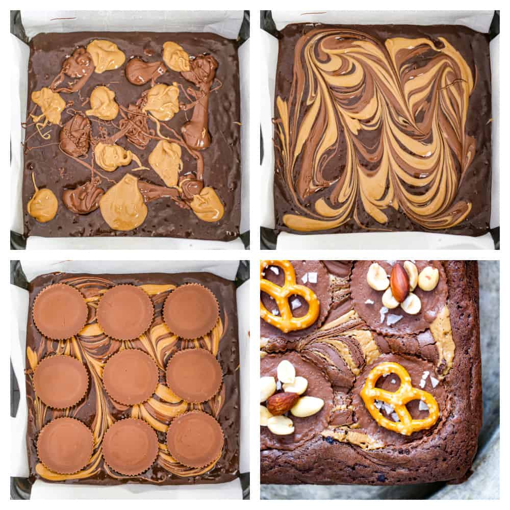 easy nutella and peanut butter brownies