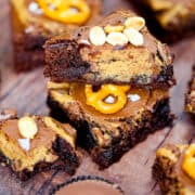 Chocolate Nutella & Peanut Butter Cup Brownies