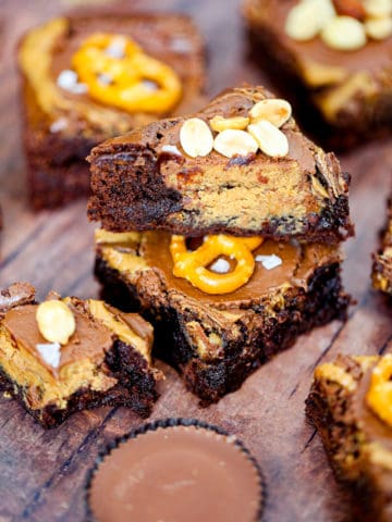 Chocolate Nutella & Peanut Butter Cup Brownies