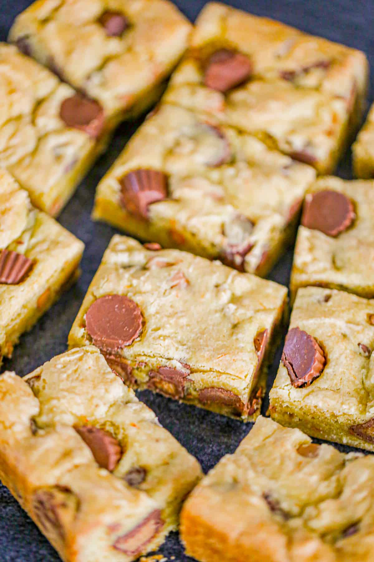 Reese's Chocolate Chip CAKE MIX Cookie Bars recipe peanut butter chocolate