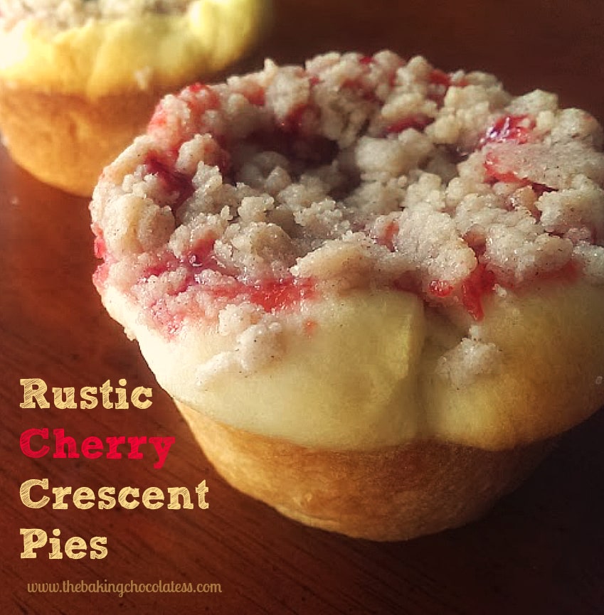 mini rustic Cherry Streusel Crescent Pies dessert recipe
