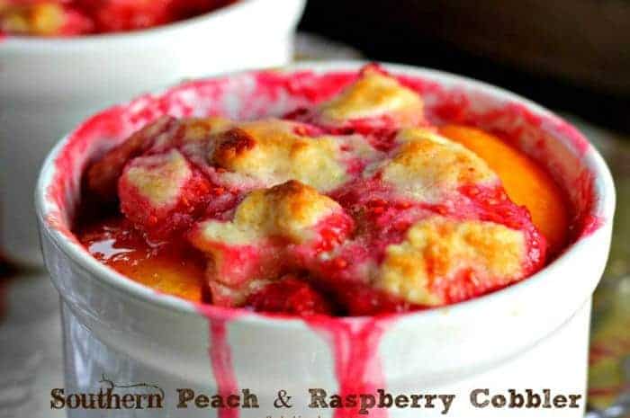 Southern Peach & Raspberry Cobbler (for 2}