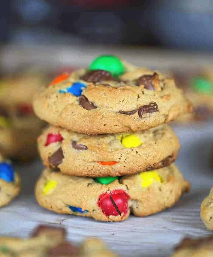 Soft Peanut Butter Loaded with Peanut M&Ms, reese cups and more!