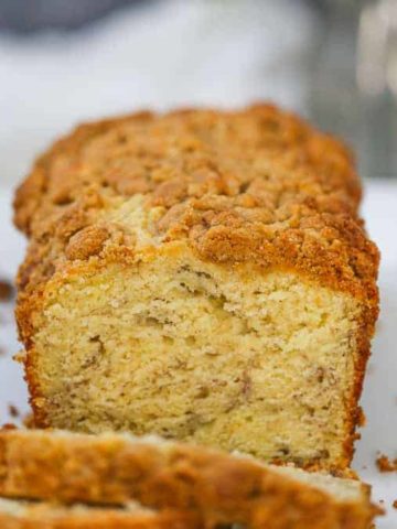 Banana Cream Cheese Bread with Peanut Butter Streusel