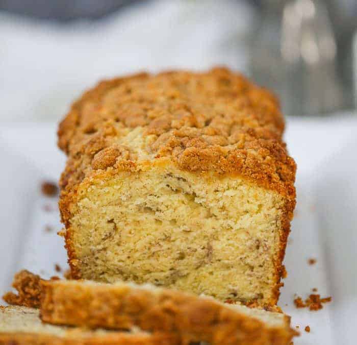 Banana Cream Cheese Bread with Peanut Butter Streusel