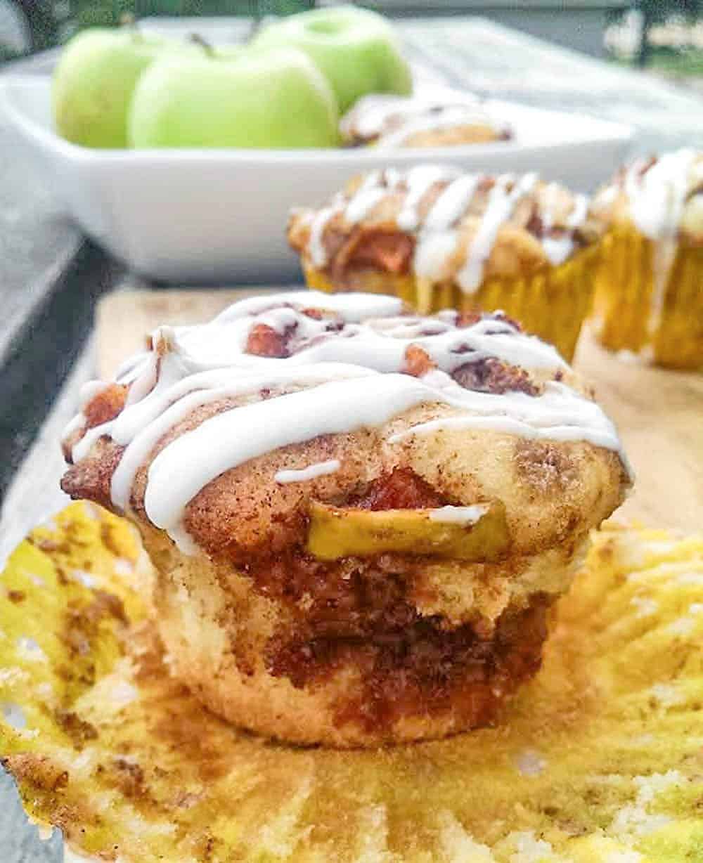 apple fritter muffins with glaze - fall apple desserts