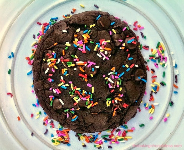Extreme Chocolate Lovers Cake Mix Cookies {Recipe Makes 4 GIANT Cookies!}