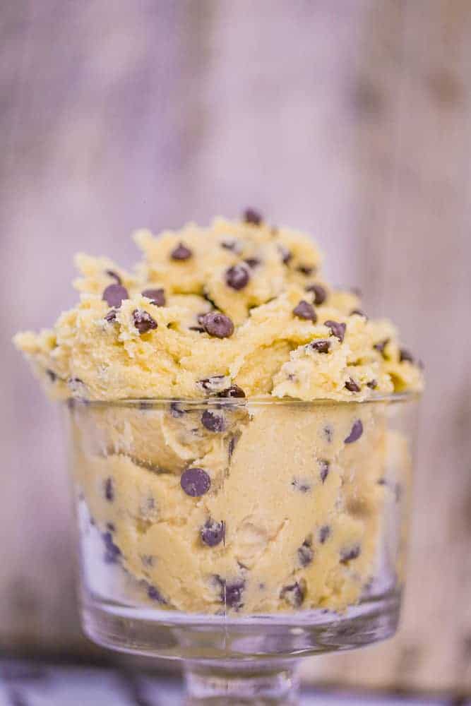 side view of cookie dough