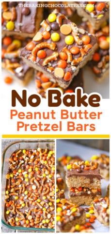 No Bake Peanut Butter Pretzel Bars