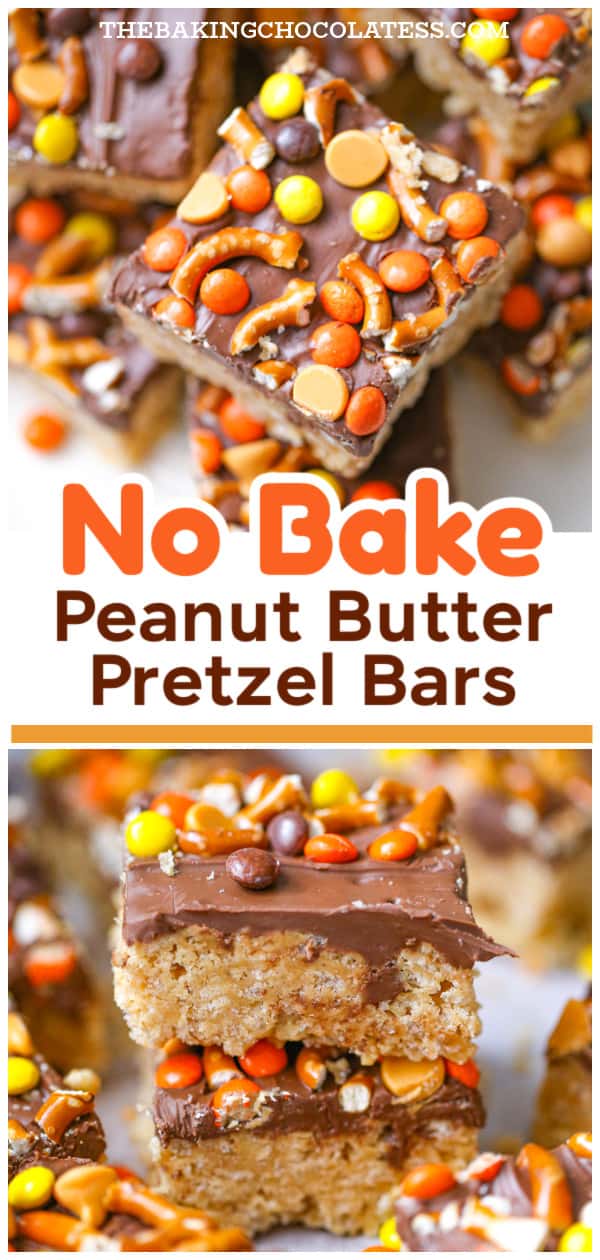 No Bake Peanut Butter Pretzel Bars