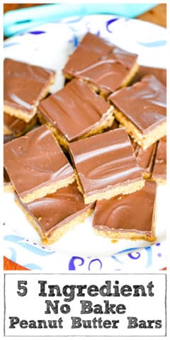 plate of 5 Ingredient Peanut Butter Bars