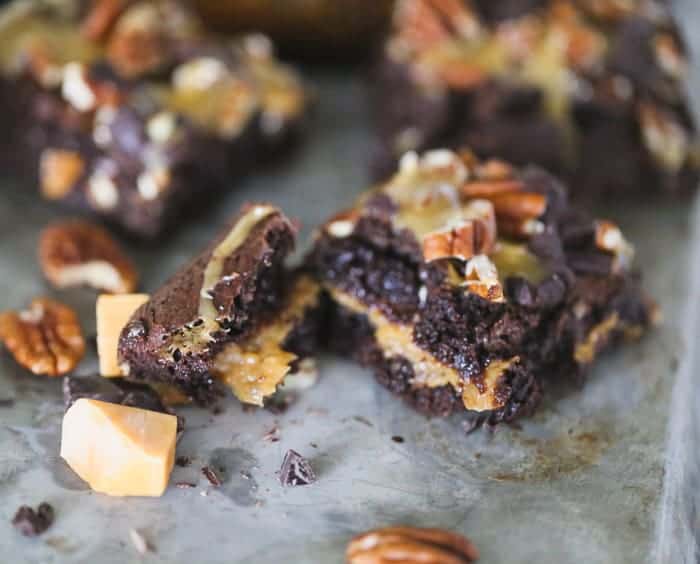 Turtle chocolate Caramel  pecan Truffle Brownies recipe