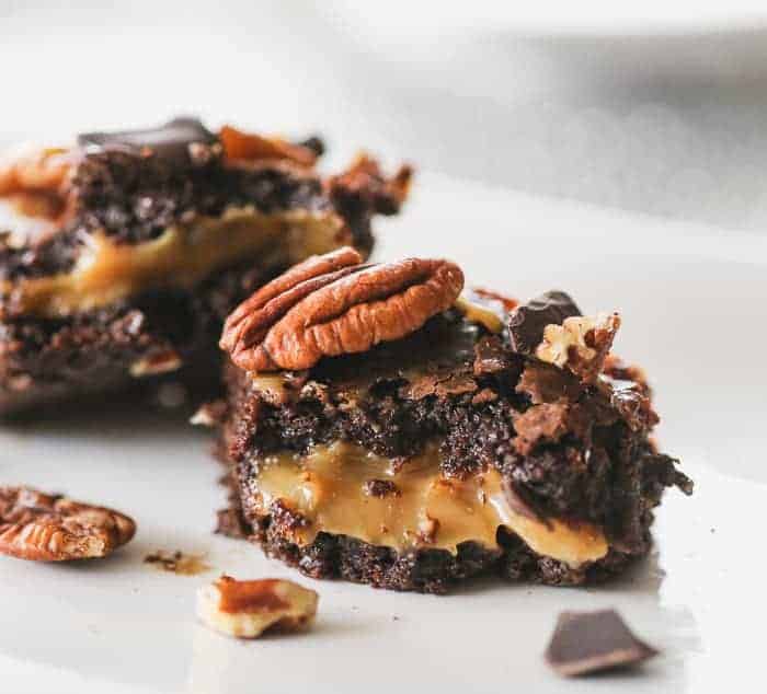 Turtle chocolate Caramel  pecan Truffle Brownies recipe