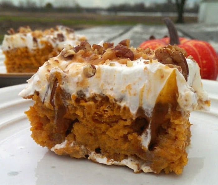 Pumpkin Butter Pecan Poke Cake! It's Insane!