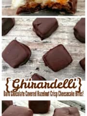 {Ghirardelli} Dark Chocolate Covered Hazelnut Crisp Cheesecake Bites!