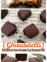 {Ghirardelli} Dark Chocolate Covered Hazelnut Crisp Cheesecake Bites!