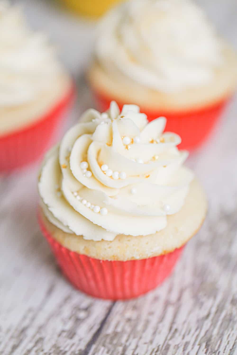 White Chocolate Buttercream Frosted Cupcakes
