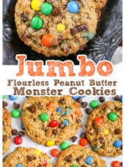 Flourless Jumbo Peanut Butter Monster Cookies