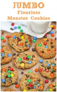Flourless Jumbo Peanut Butter Monster Cookies! {Healthy}