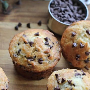 Chocolate Chip Yogurt Muffins {Bakery Style}