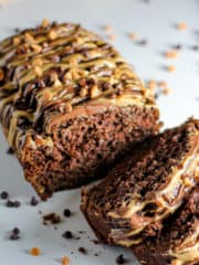 Slices of Chocolate Peanut Butter Banana Loaf