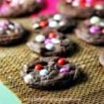 Sixlets & Chocolate Chip Fudge Cake Mix Cookies