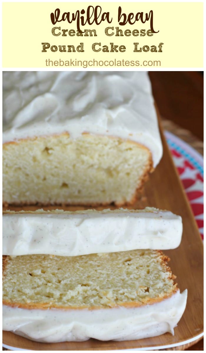 Vanilla Bean Cream Cheese Pound Cake Loaf {Vanilla Bean Frosting}