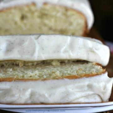 Vanilla Bean Cream Cheese Pound Cake Loaf {Vanilla Bean Frosting}