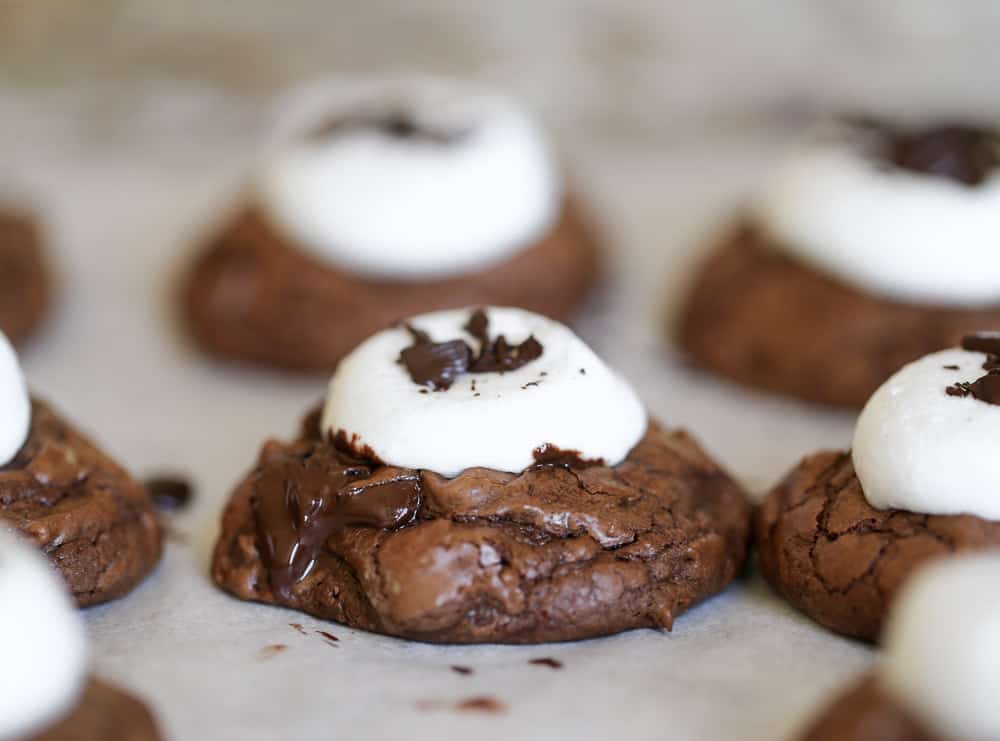 Hot Chocolate Cookies with marshmallow and chocolate chips