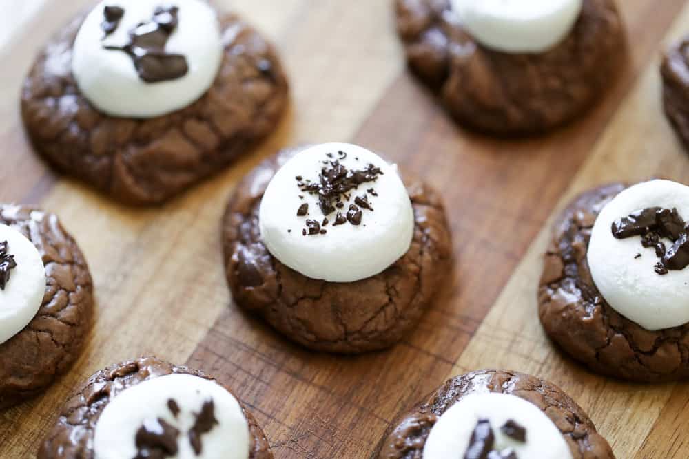 Hot Chocolate chocolate chip Cookies with marshmallow