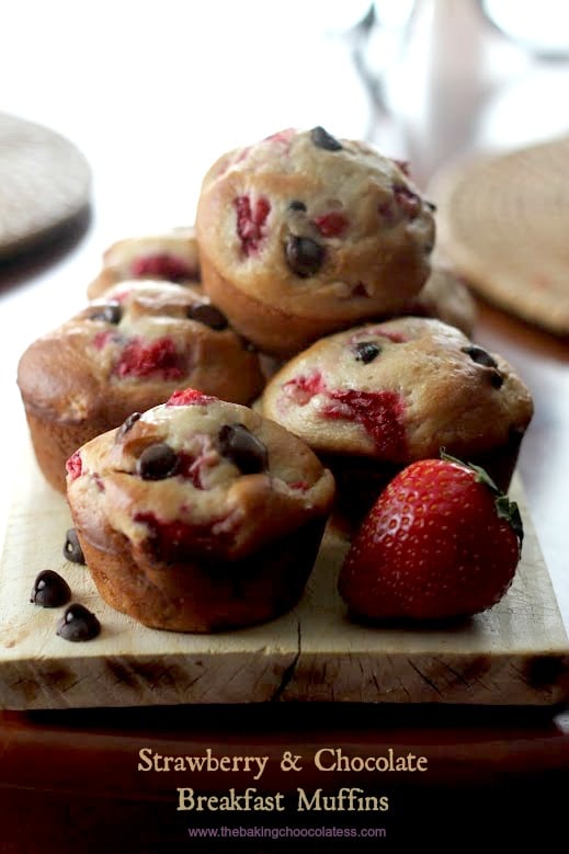Blender Strawberry & Chocolate Breakfast Muffins {Healthy Too!}