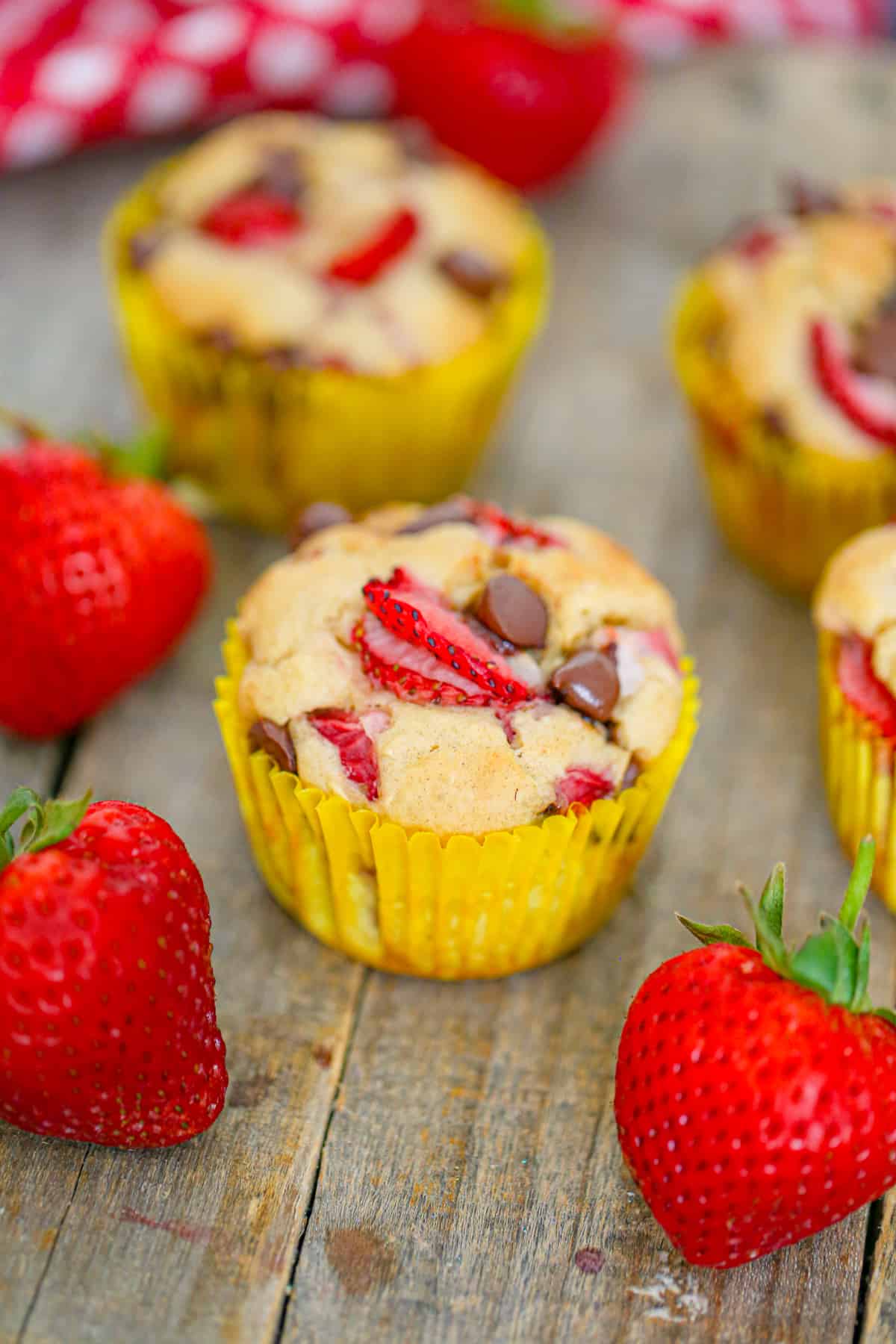 healthy strawberry chocolate muffins with greek yogurt blender
