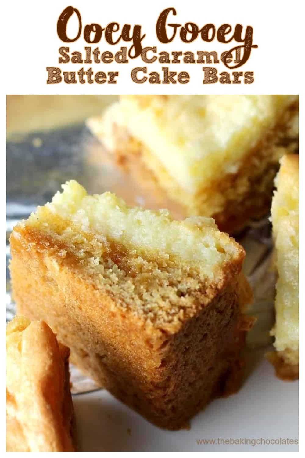 Ooey Gooey Salted Caramel Butter Cake Bars The Baking ChocolaTess