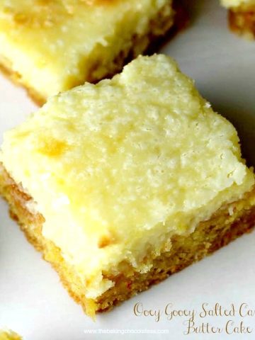Ooey Gooey Salted Caramel Butter Cake Bars