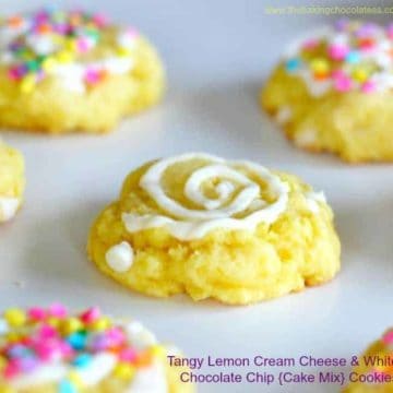 Tangy Lemon Cream Cheese & White Chocolate Chip {Cake Mix} Cookies