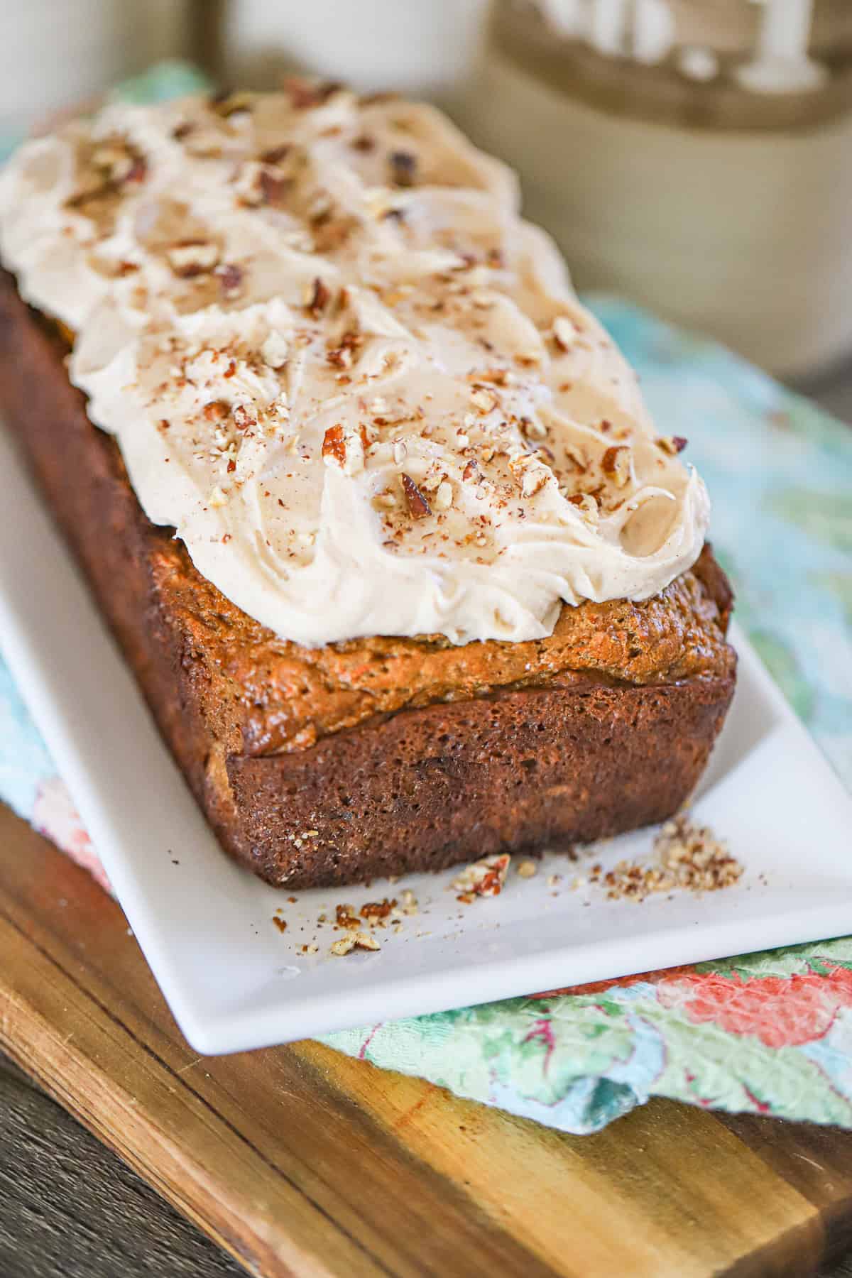 Carrot Cake Banana Bread with Cinnamon Cream Cheese Frosting