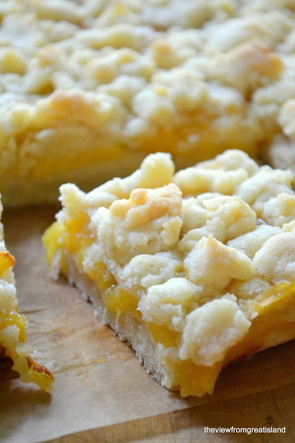 Jack Daniel's Peach Pie Bars via The View from Great Island