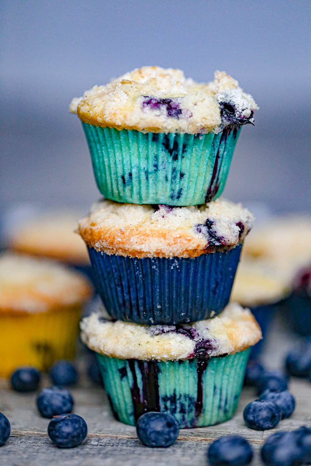 Blueberry Cream Cheese Muffins stack