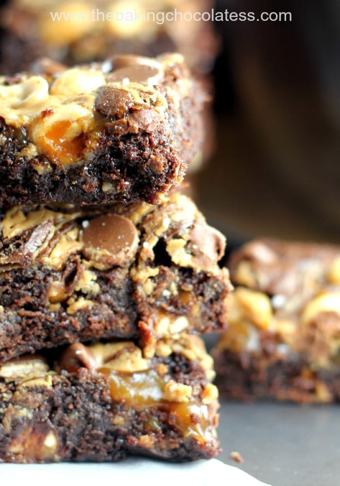 Ultimate Fudgy Snickers Brownies {Pure Indulgence!}