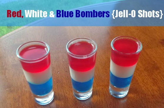 Red, White and Blue Bombers {Jell-O Shots}