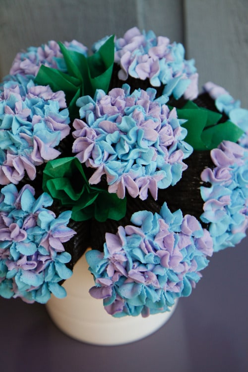 Hydrangea Cupcake Bouquet via Sweets