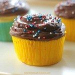 Fluffy Yellow Cupcakes with Chocolate Buttercream Frosting