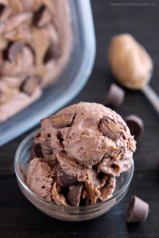 No Churn Chocolate Peanut Butter Cup Ice Cream @ Dessert Now, Dinner Later